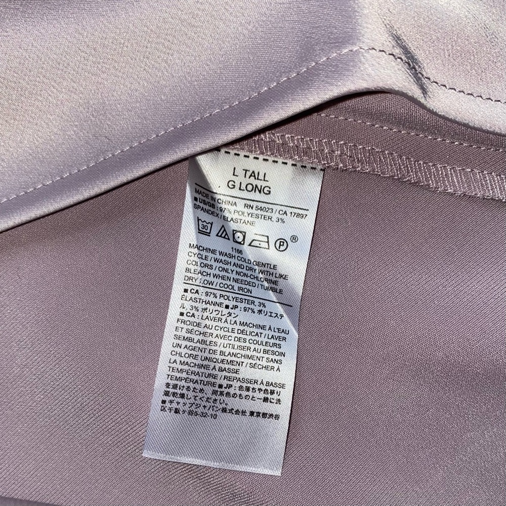 NWT Banana Republic V-Neck Midi Slip Dress, Gray Violet satin. Tall Long. - Picture 6 of 6
